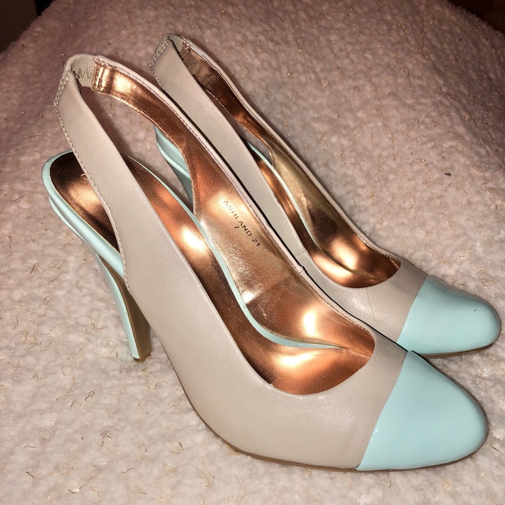 Gomax Ashland 21 blue & cream high heel sling back